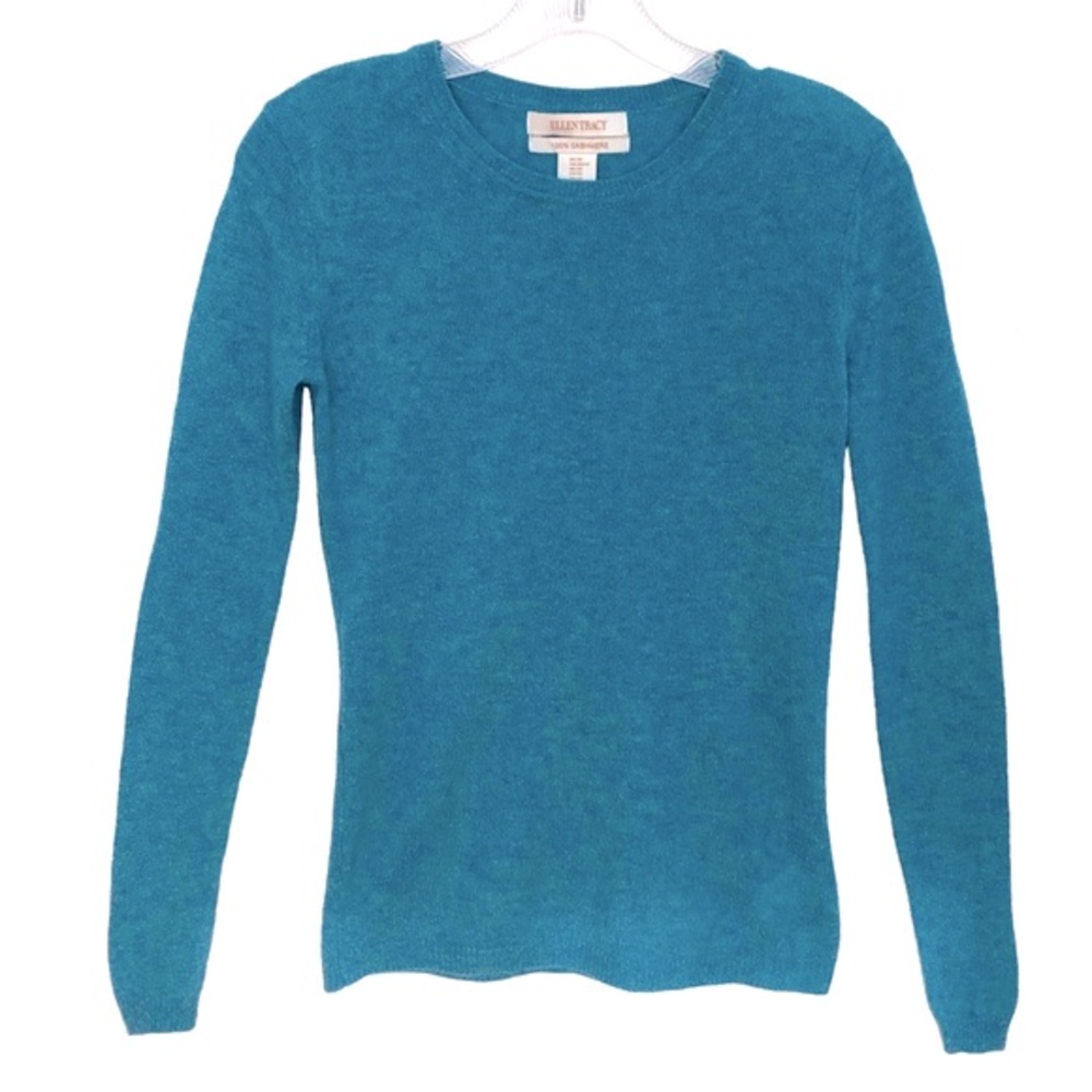 Ellen Tracy 100% cashmere sweater teal aqua size extra small
